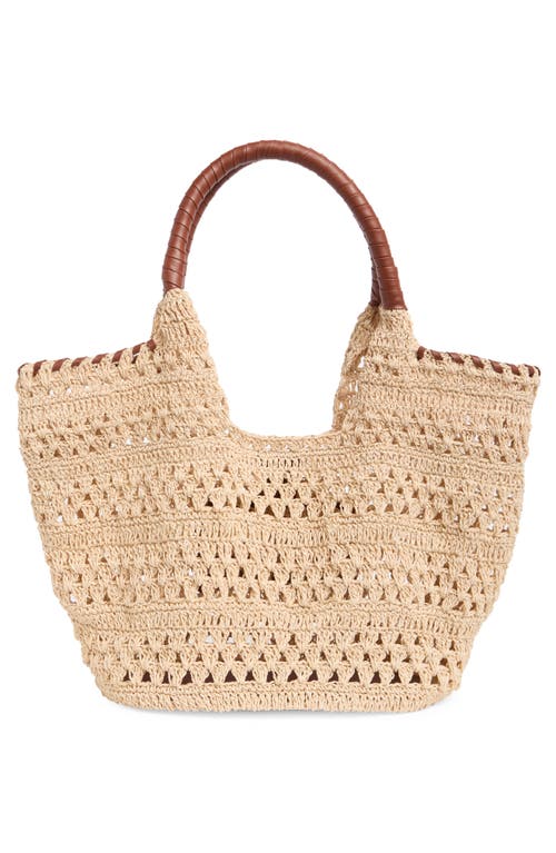 Bcbg Woven Raffia Tote Bag In Natural/cognac