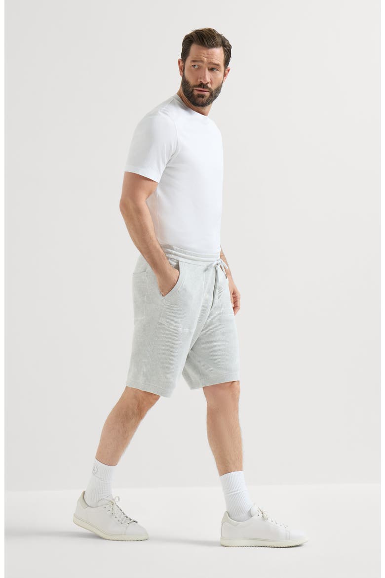 Cotton English rib knit Bermuda shorts, Alternate, color, Fog