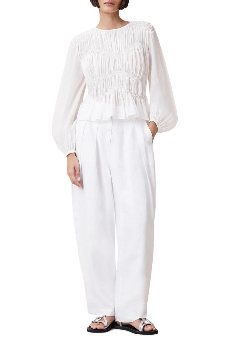 Melani Blouson Sleeve Woven Shirt, Alternate, color, ANTIQUE WHITE