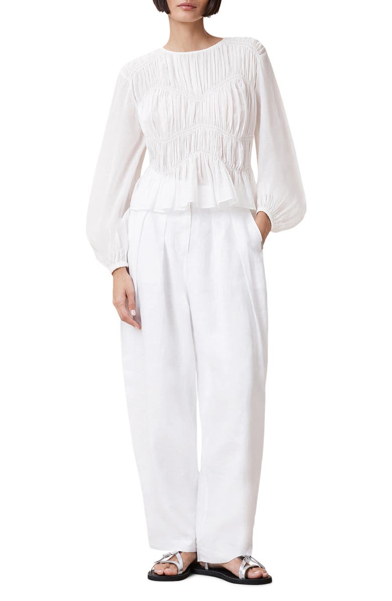 AllSaints Melani Blouson Sleeve Woven Shirt, Alternate, color, Antique White