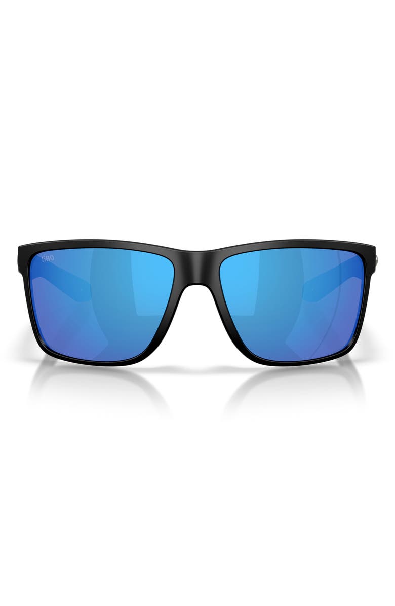 Costa Del Mar Broadbill II XL 62mm Polarized Oversize Rectangular Sunglasses, Main, color, Matte Black / Blue Mirror