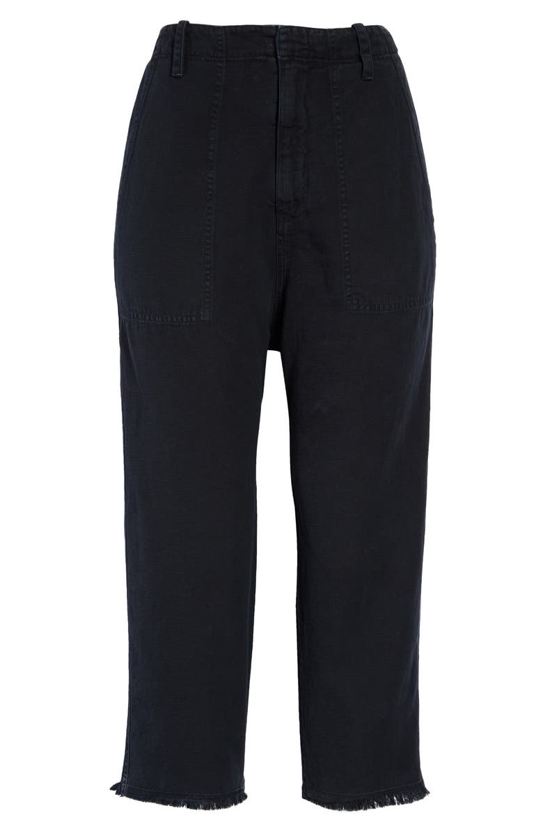 Nili Lotan Luna Cotton & Linen Twill Crop Pants, Main, color, Dark Navy