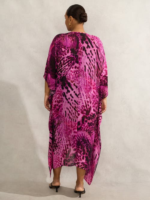 Live Unlimited Animal Print Kaftan Dress In Purple