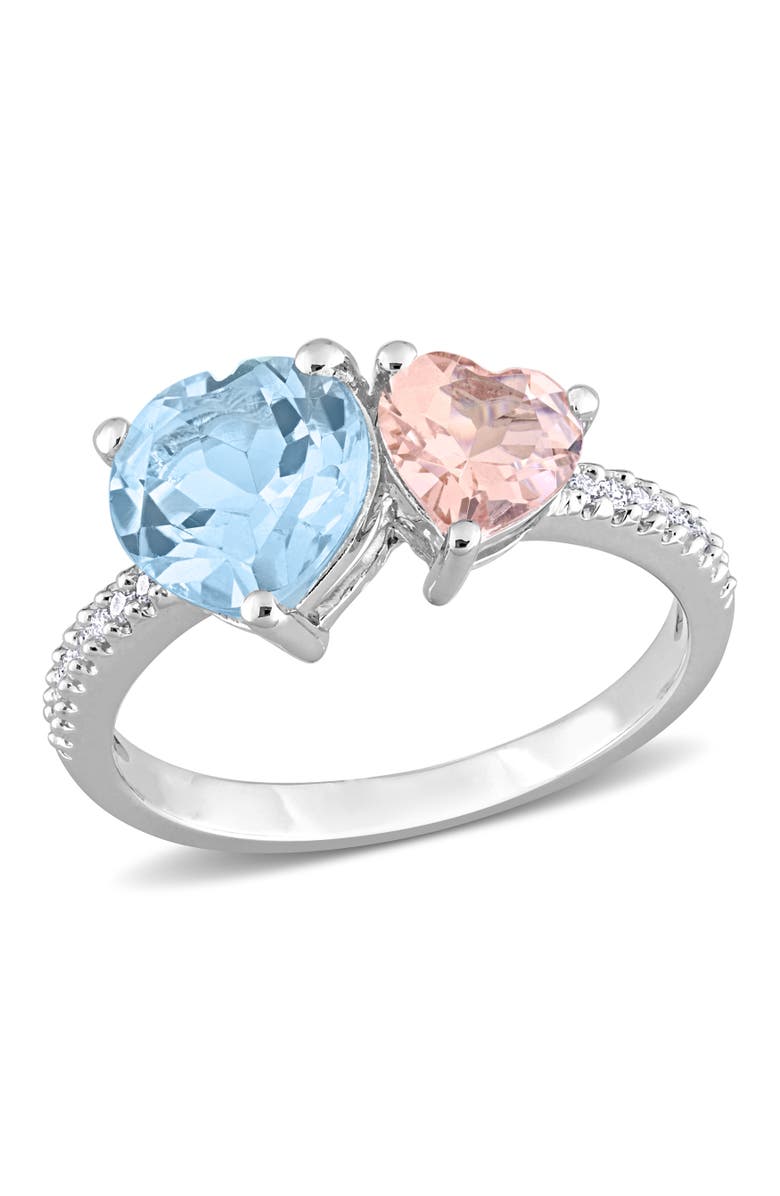Julianna B. Topaz, Morganite & Diamond 2-Stone Heart Ring, Main, color, Topaz