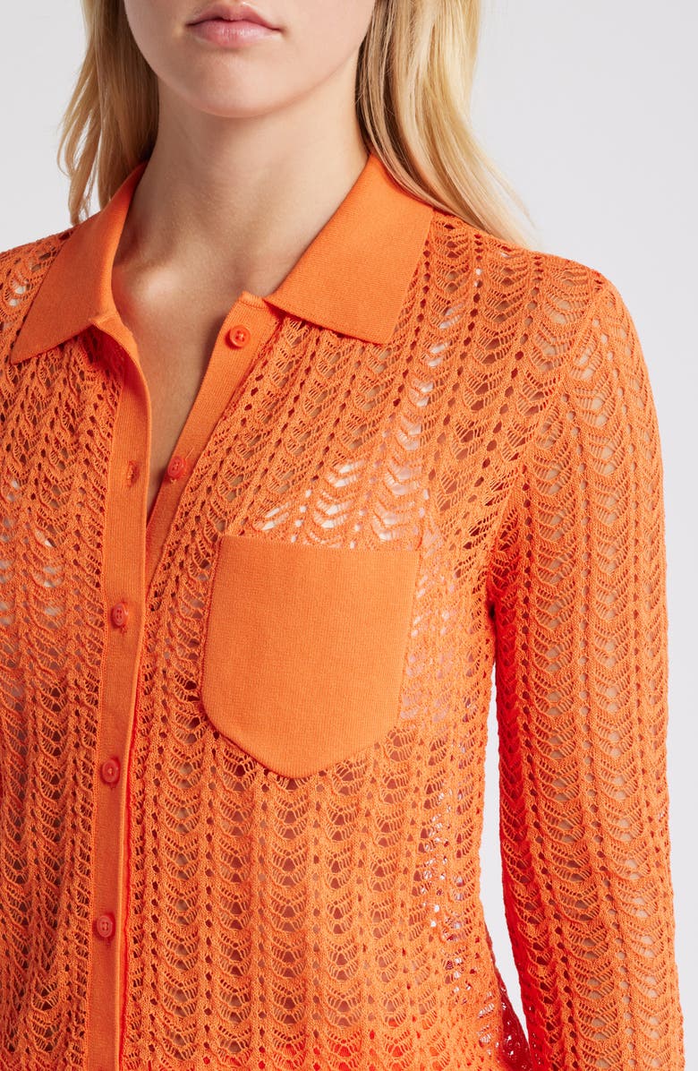 Mistress Rocks Pointelle Stitch Button-Up Shirt, Alternate, color,