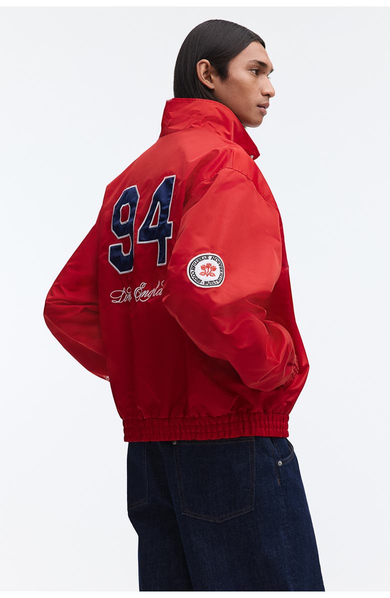 H&M Loose Fit Embroidered-motif Nylon Track Jacket, Alternate, color, Red/Sports Archives