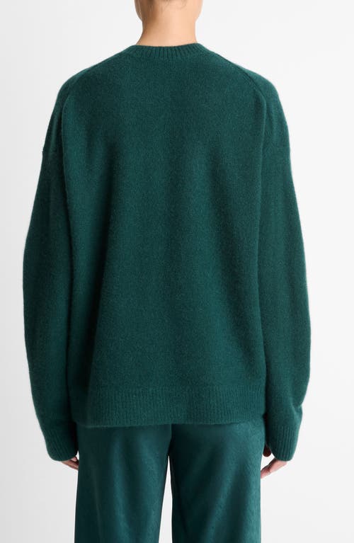 Vince Boiled Cashmere Crewneck Sweater In Green