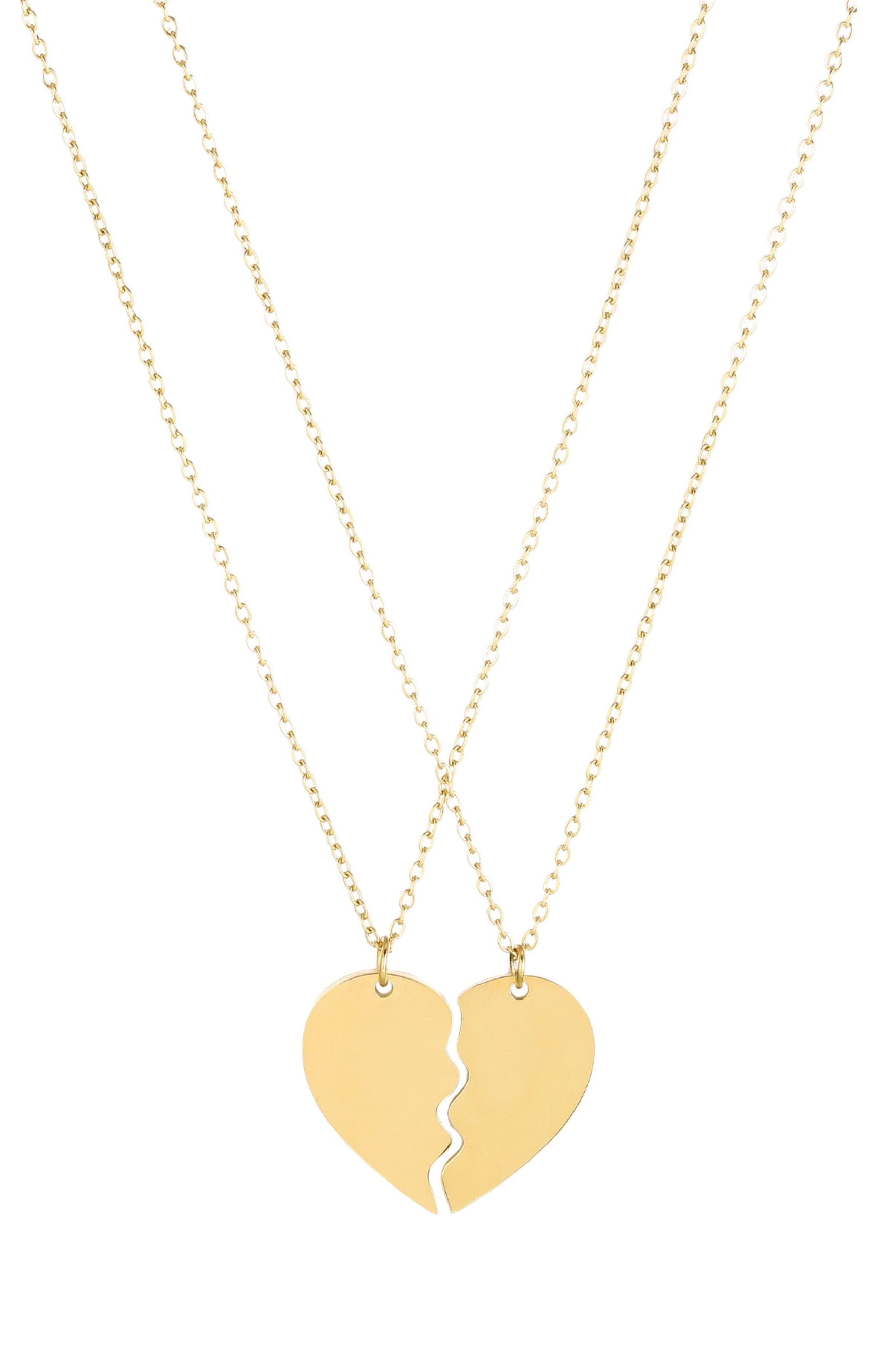 Adornia 18k Gold Plated Heart Break Necklace Set