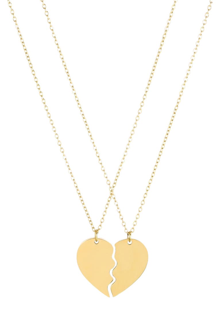 18k Gold Plated Heart Break Necklace Set, Main, color, GOLD
