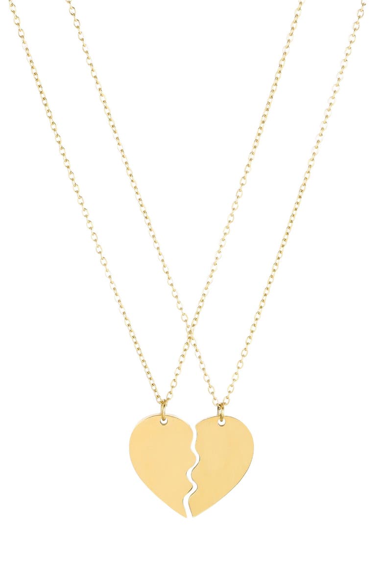 Adornia 18k Gold Plated Heart Break Necklace Set, Main, color, Gold
