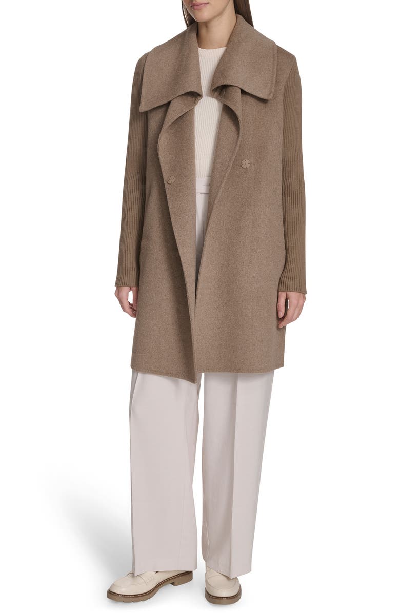 Kenneth Cole New York Asymmetric Collar Wool Blend Cloat, Alternate, color, Nutmeg