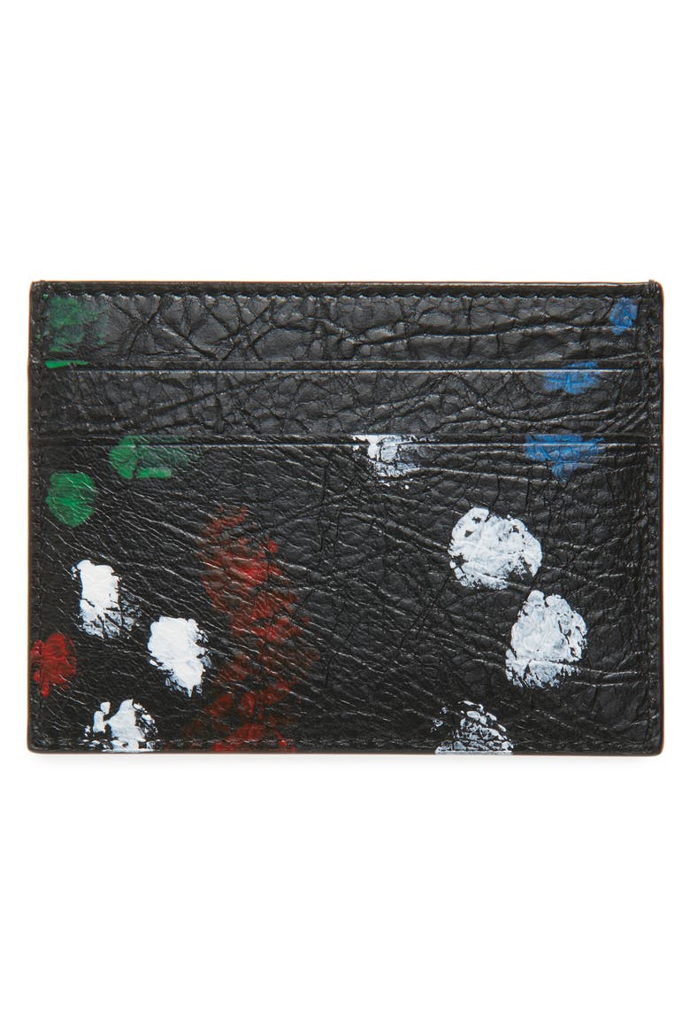 Cash Leather Card Holder, Alternate, color, 8486 BLACK/ MULTI