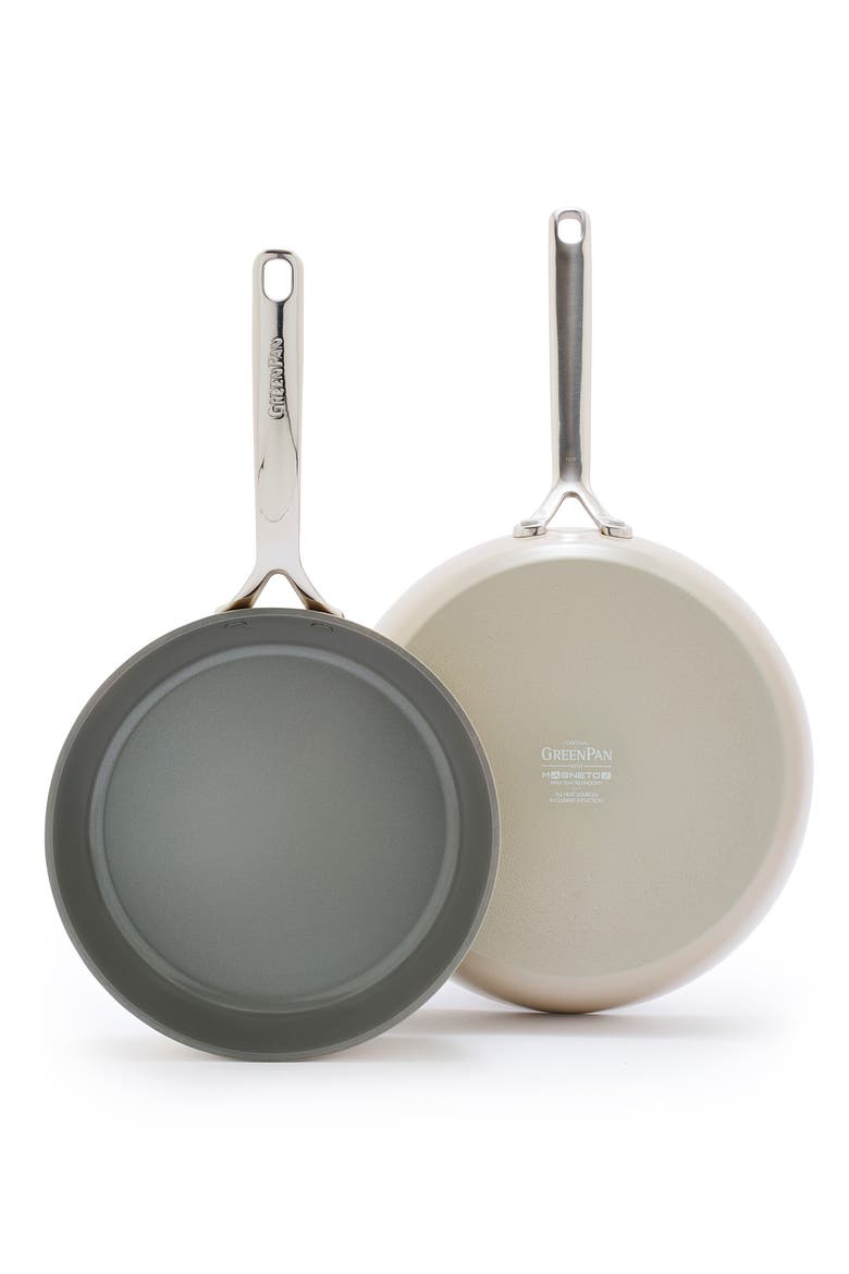 GP5 10-Inch & 12-Inch Anodized Aluminum Ceramic Nonstick Frying Pan Set, Main, color, TAUPE