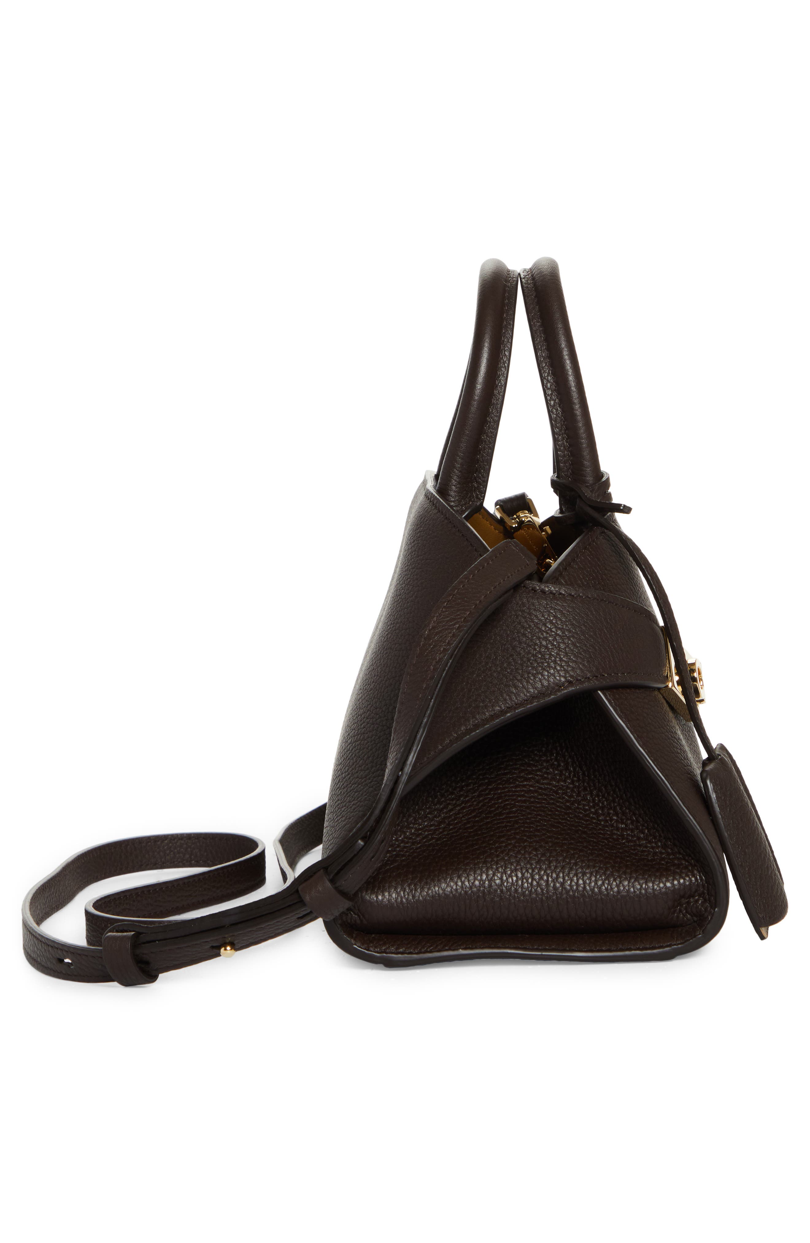 FERRAGAMO Mini Hug Soft Leather Top Handle Bag, Alternate, color, Testa Di Moro