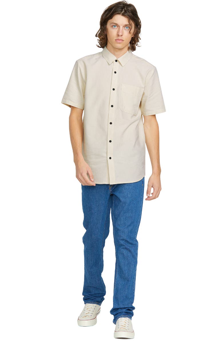 Volcom Date Knight Stripe Short Sleeve Button-Up Shirt, Alternate, color, 