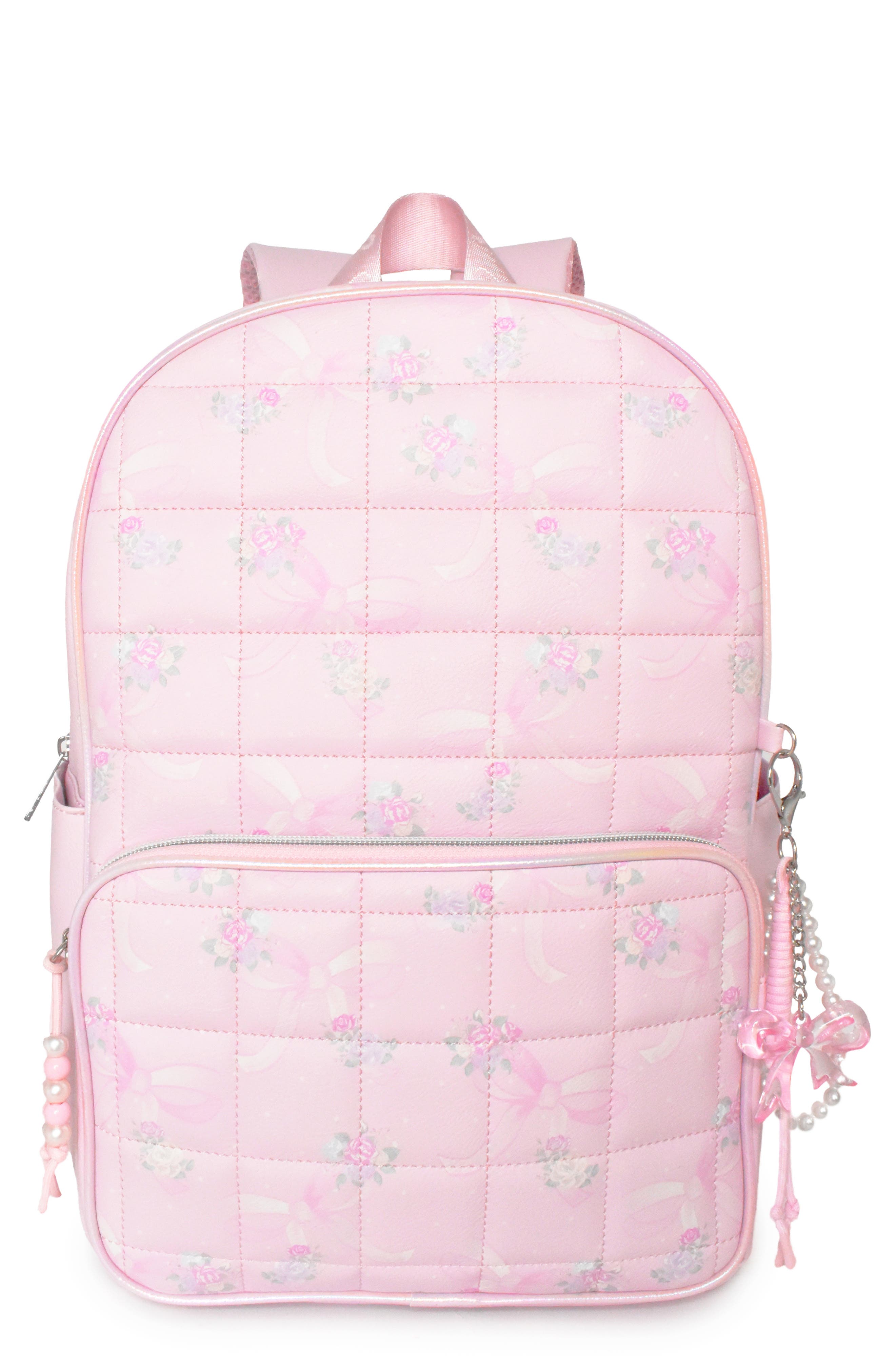 Large Bow Floral Quilted Backpack