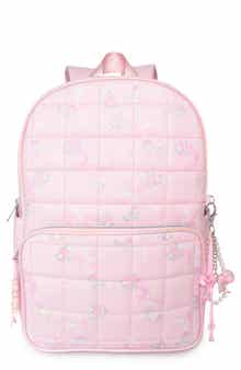 Large Bow Floral Quilted Backpack