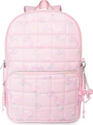 OMG Accessories Large Bow Floral Quilted Backpack