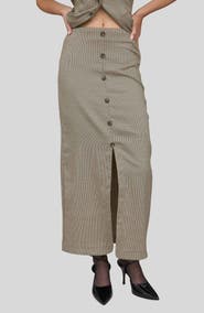 Blu Pepper Button Front Pencil Maxi Skirt