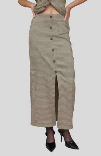 Blu Pepper Button Front Pencil Maxi Skirt