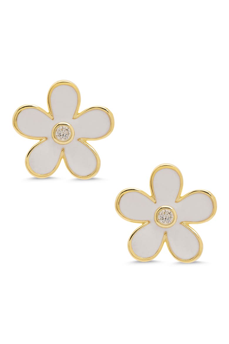 Kids' Floral Stud Earrings, Main, color, WHITE