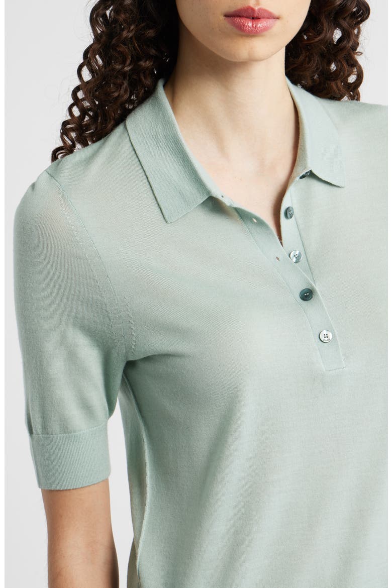 Fidenka Merino Wool Polo, Alternate, color, LIGHT JADE