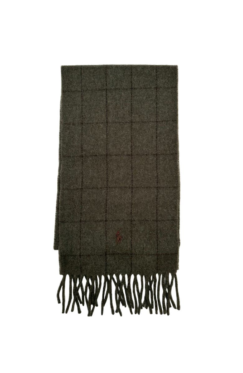 Polo Ralph Lauren Reversible Windowpane Scarf, Main, color, Dk Loden/Dk Brown