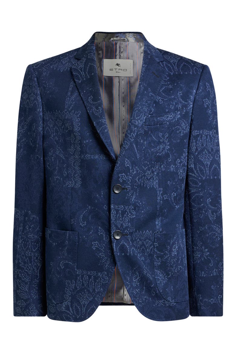 Roma Mixed Print Cotton Jersey Sport Coat, Alternate, color, MULTICOLOR BLUE BASE