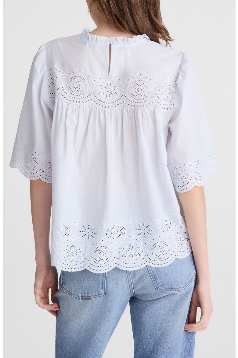 Embroidered Pintuck High Neck Cotton Voile Top, Alternate, color, SOFT BLUE