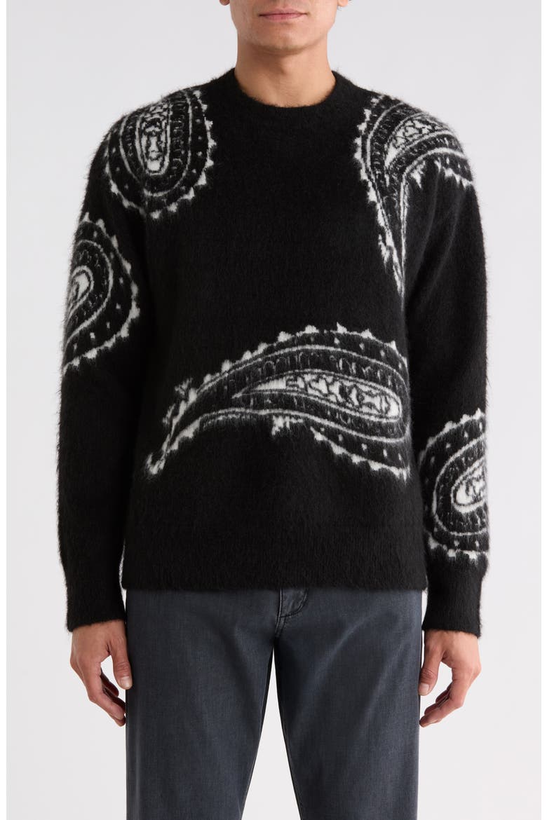 Woodblock Crewneck Sweater, Main, color, BLACK