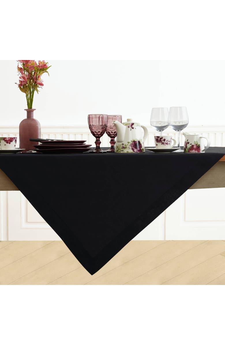 Solino Home Linen Table Throw - Fete, 52" x 52", 52" x 52", Main, color, Black