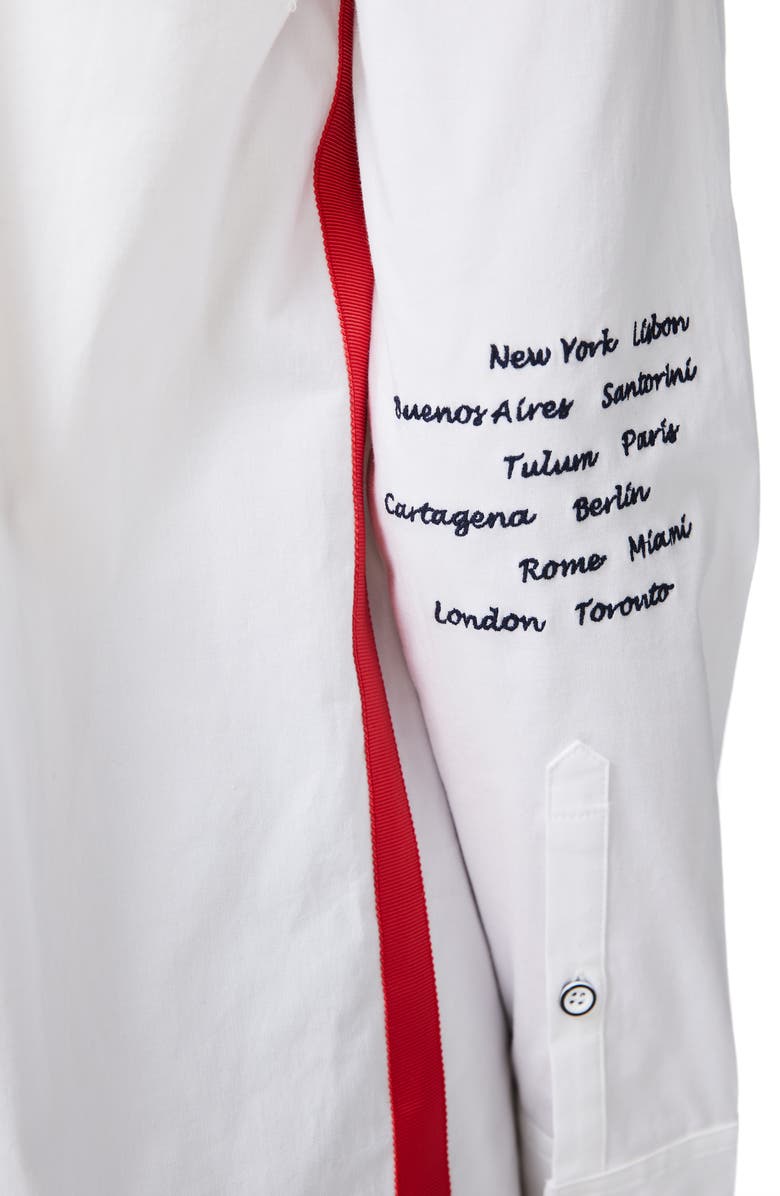 Court & Rowe Grosgrain Detail Stretch Poplin Button-Up Shirt, Alternate, color,