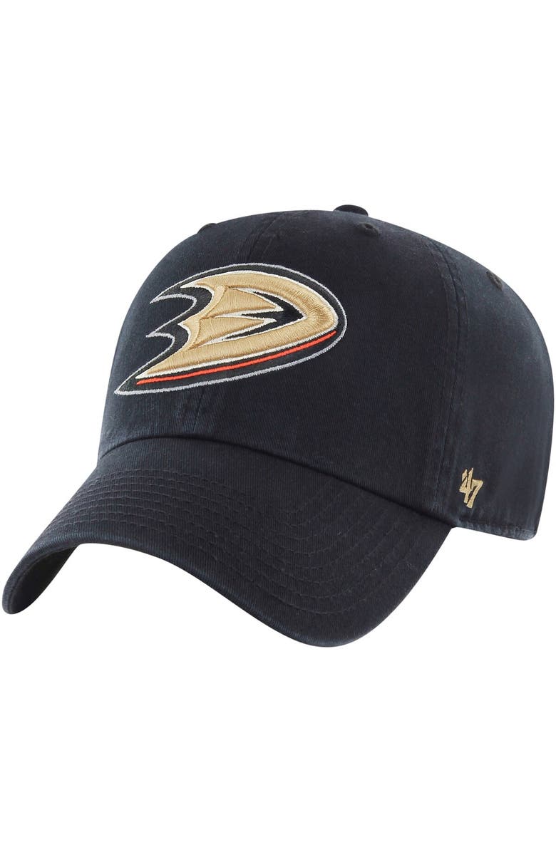 '47 Men's '47 Black Anaheim Ducks Core Logo Clean Up Adjustable Hat, Main, color,