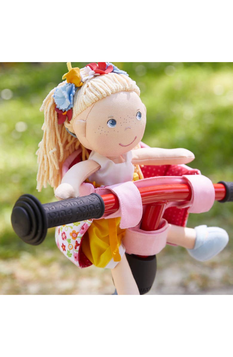 HABA Soft Doll Bike Seat - Baby Doll Accessories for Toddler and Seat Attachment for Scooters, Trikes & Bikes for Toddlers 18+ Months, Alternate, color, Pink Multi
