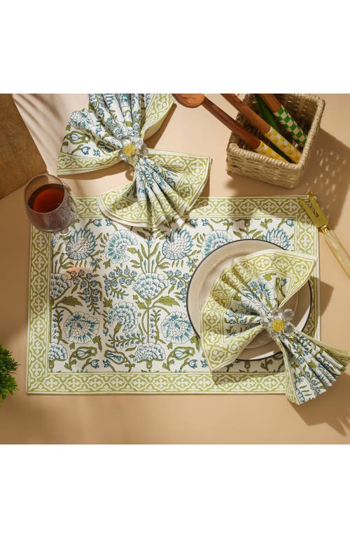 Tiramisu Fresh Foliage Block Print Cotton Placemats In Multi