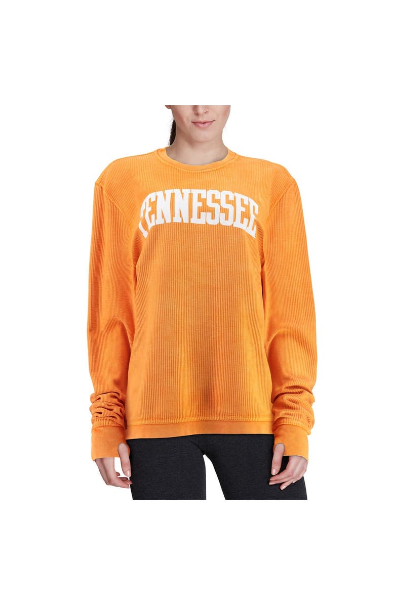 PRESSBOX Women's Pressbox Tennessee Orange Tennessee Volunteers Comfy Cord Vintage Wash Basic Arch Pullover Sweatshirt, Alternate, color, Tennessee Orange