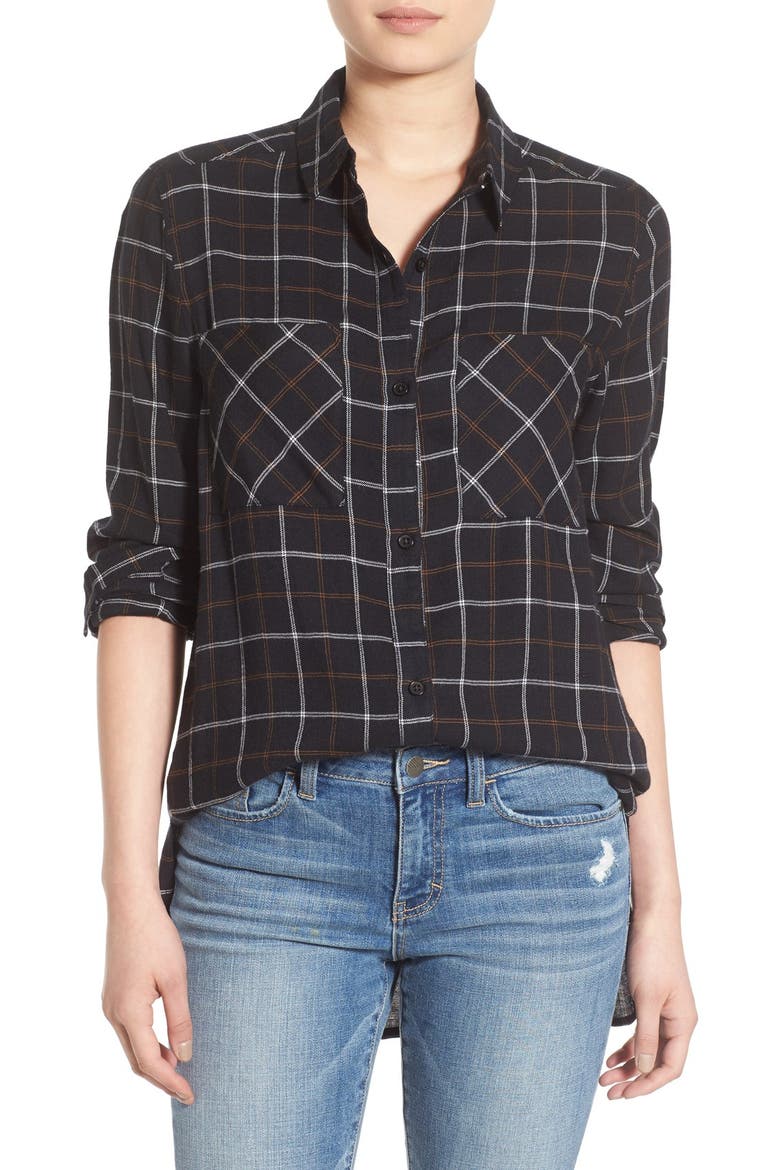 Plaid Tunic Shirt, Main, color, BLACK SUZY PLAID