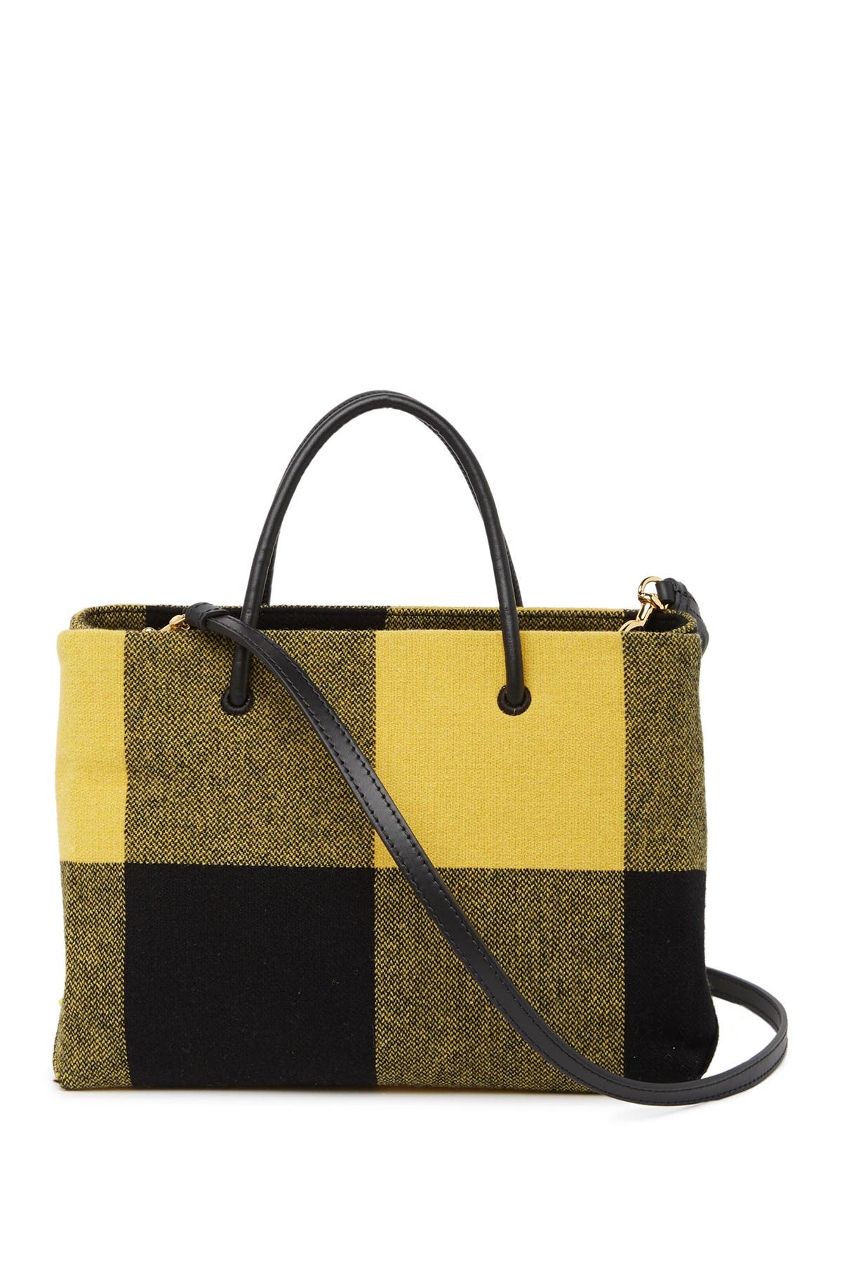 Moschino Plaid Print Logo Tote Bag, Main, color, 