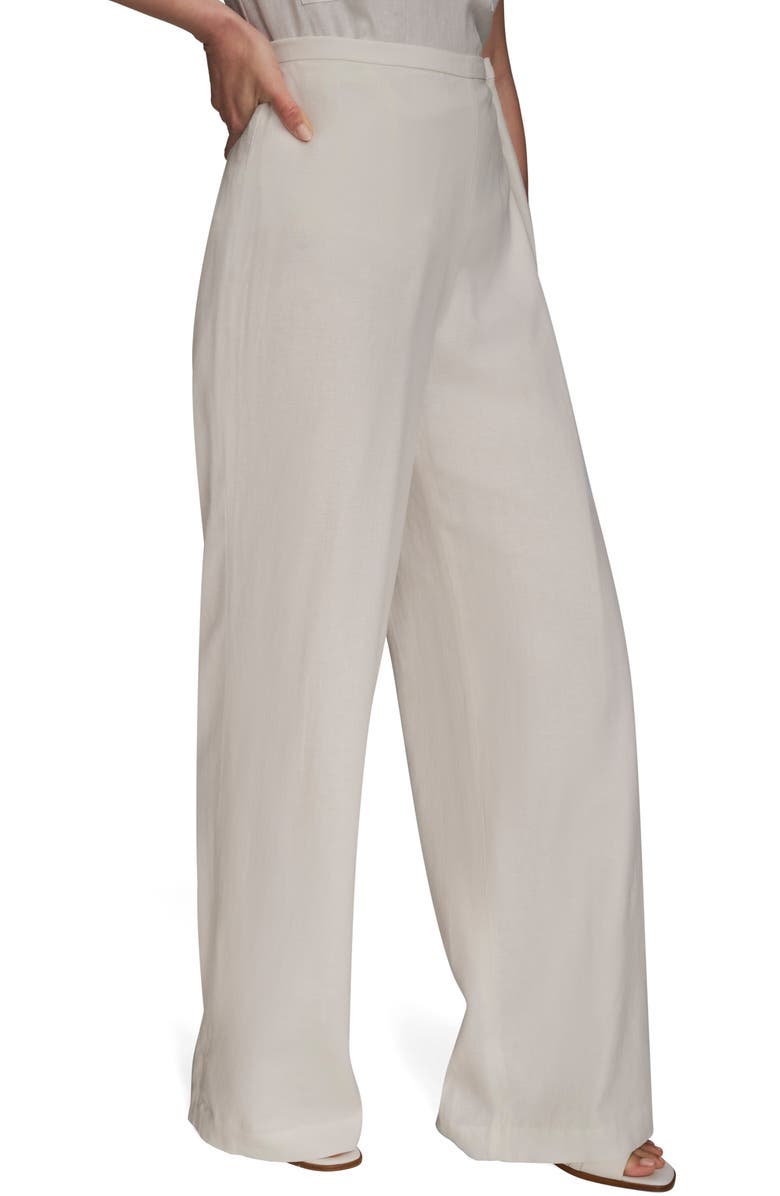 Donna Karan New York Linen Blend Wide Leg Pants, Alternate, color, Cream