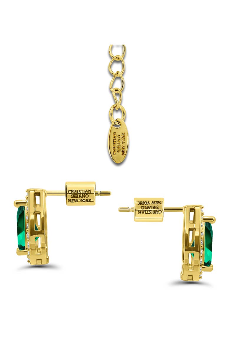 Pear Cubic Zirconia Necklace & Stud Earrings Set, Alternate, color, GOLD/GREEN