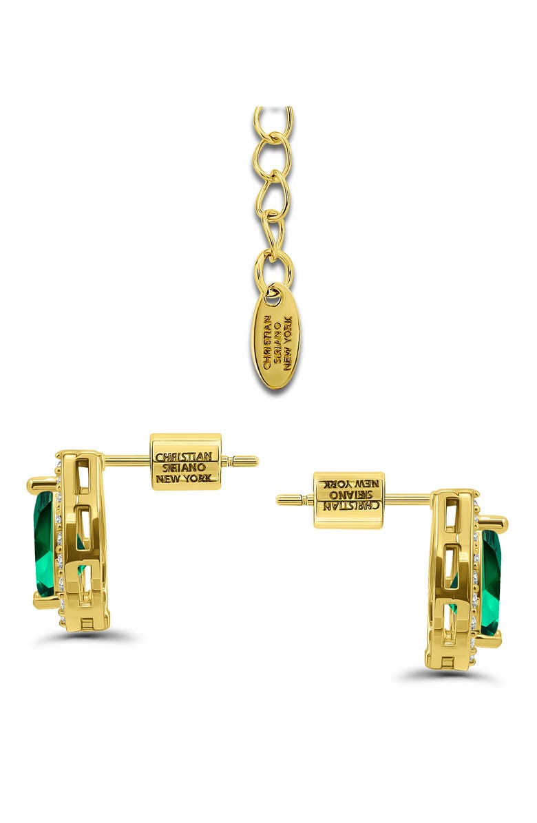 Christian Siriano Pear Cubic Zirconia Necklace & Stud Earrings Set, Alternate, color, Gold/Green