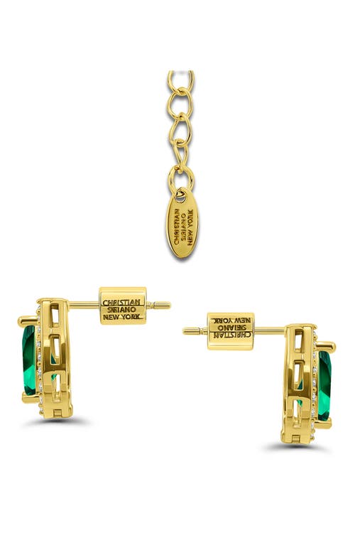 Christian Siriano Pear Cubic Zirconia Necklace & Stud Earrings Set In Green