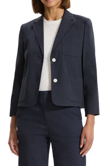 THEORY THEORY GOOD SHRUNKEN LINEN BLEND BLAZER