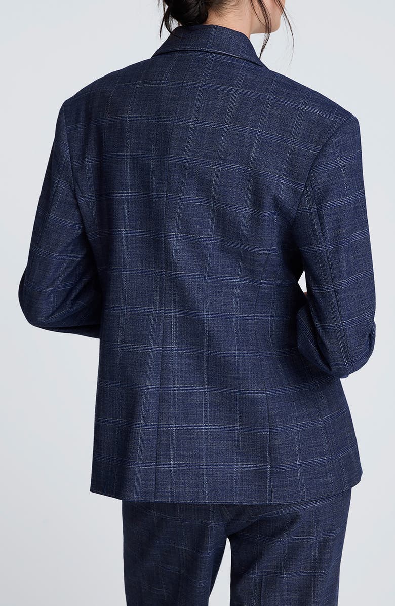 Kenneth Cole Three Button Windowpane Check Blazer, Alternate, color, Dark Navy Multi