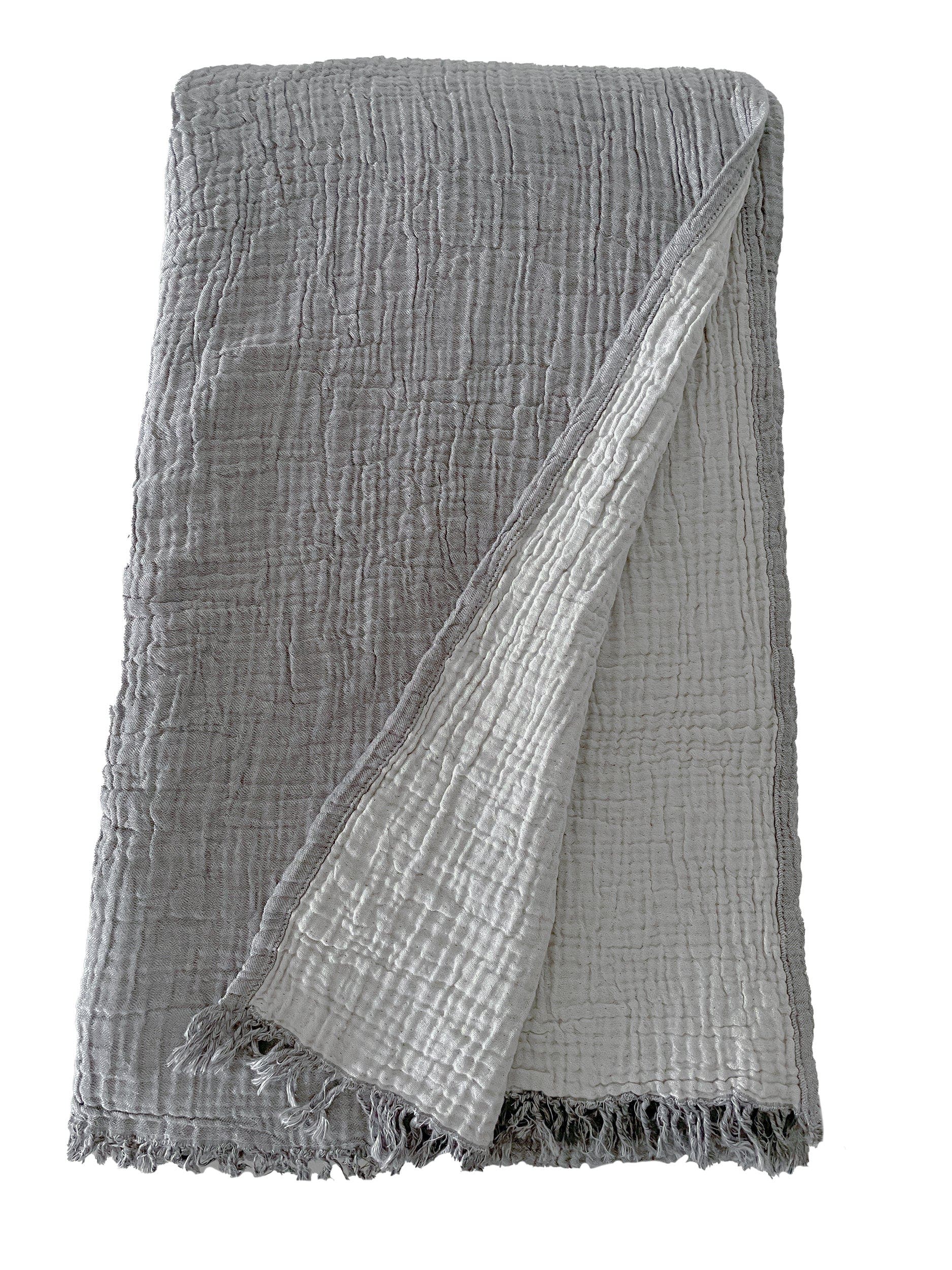 Anaya Crinkled Turkish Cotton Cuddle Throw in Charcoal Grey 