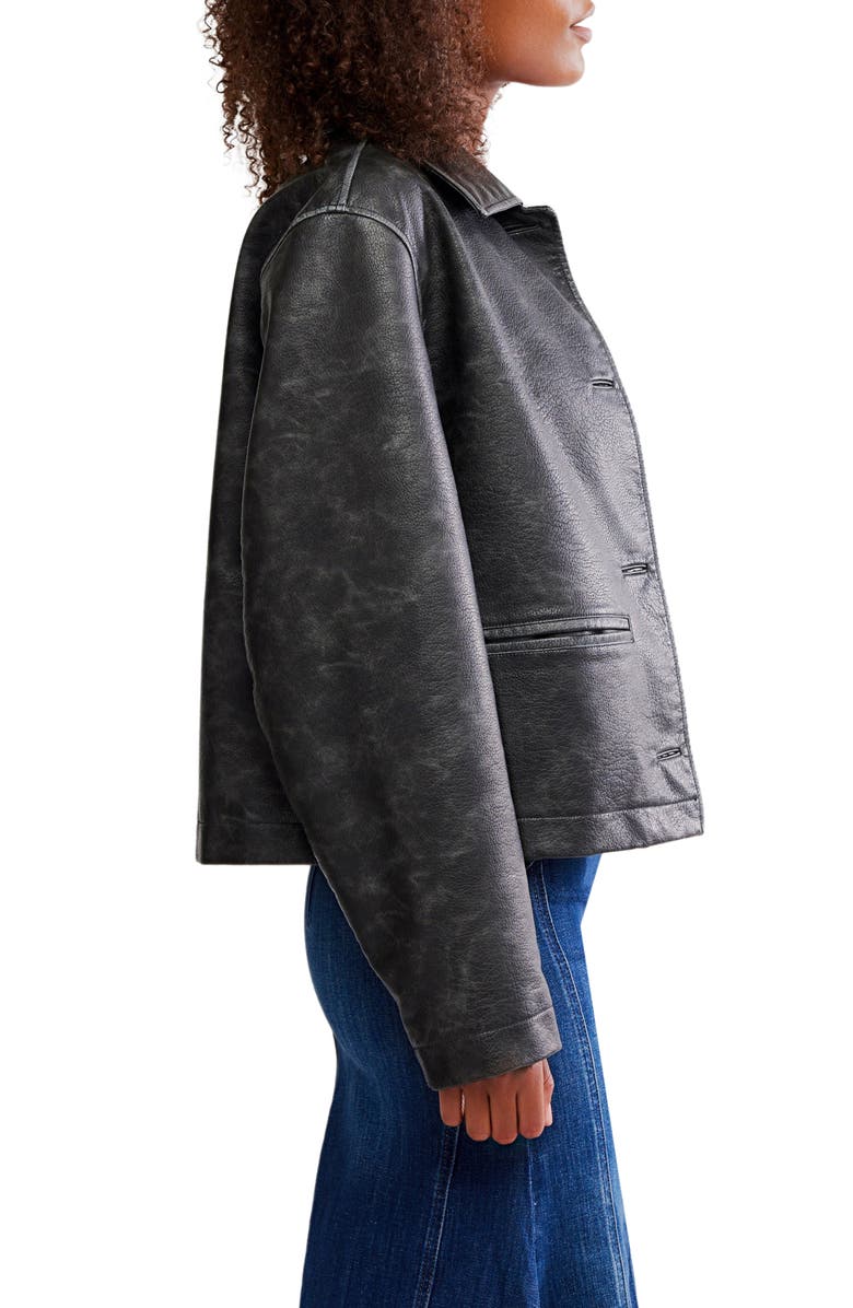 Free People Hera Faux Leather Jacket, Alternate, color, Black