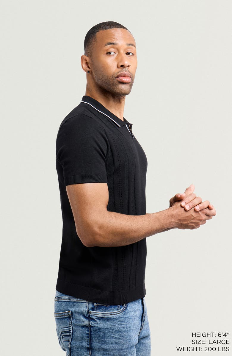 XRAY Johnny Collar Knit Polo Sweater, Alternate, color, Black/ White