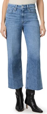 PAIGE Anessa High Waist Raw Hem Wide Leg Jeans