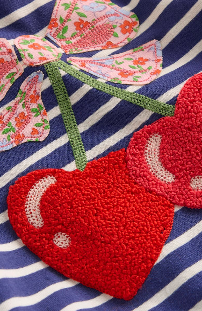 Mini Boden Kids' Stripe Appliqué Long Sleeve Cotton Graphic T-Shirt, Alternate, color, Starboard Blue Cherry Hearts