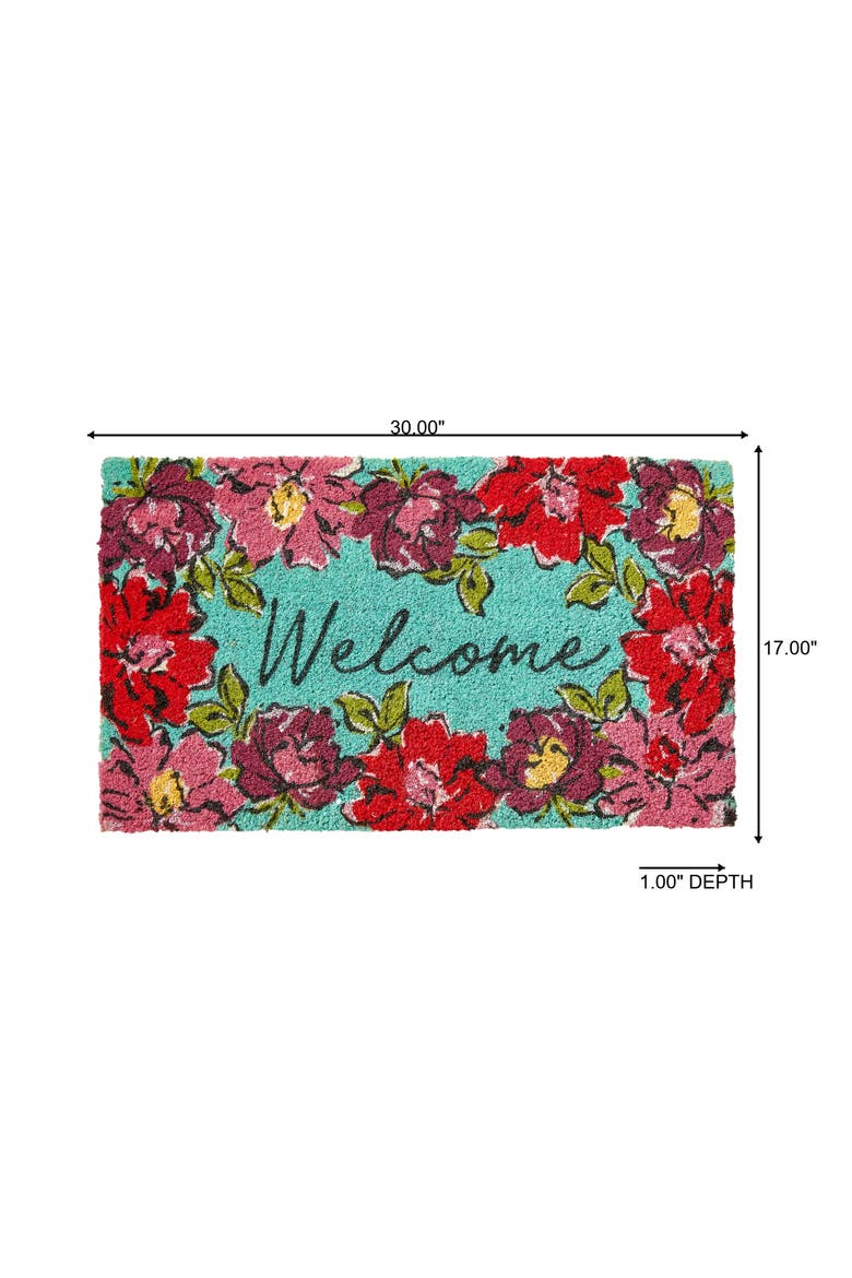 In Bloom Welcome Coir Mat Multi Coir Summer, Alternate, color, Blue